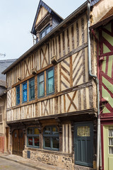 Obraz premium Honfleur, France. Old half-timbered building on Brulee street