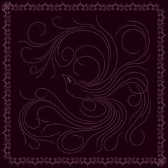 Fototapeta premium Illustration of bird in floral frame