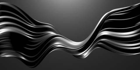 Metallic abstract wavy liquid background