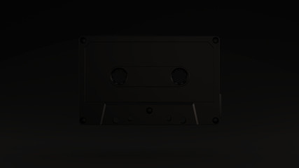 Obraz premium Black Vintage Cassette Tape Black Background 3d illustration 3d render 