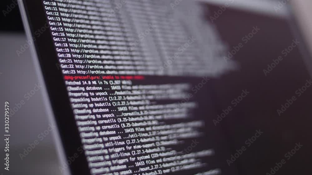 Wall mural programming code development scrolling on computer screen