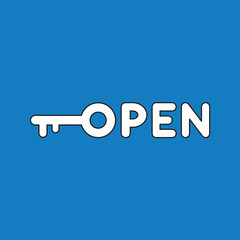 Vector illustration icon concept of open word with key.