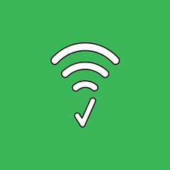Vector illustration concept of wifi symbol with check mark.