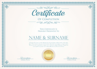 Certificate or diploma retro design template