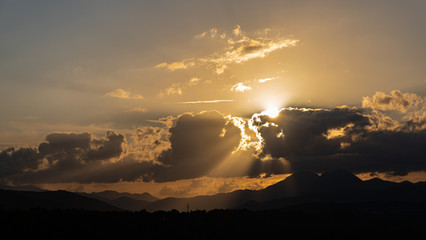 Molise, Mainarde, sunset. The Mainarde mountain range extends along the border between Molise and...