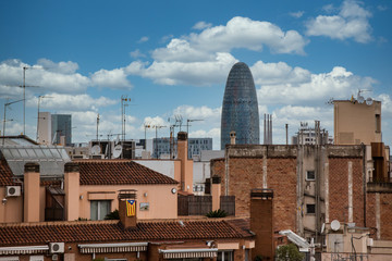 Fototapeta premium The Torre Agbar building on the skyline of Barcelona