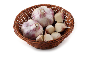 Garlic and garlic cloves isolated on white