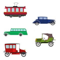 Retro cars set, isolated on white background, vector illustration