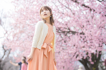 Fototapeta premium 桜の木の下で撮るポートレート