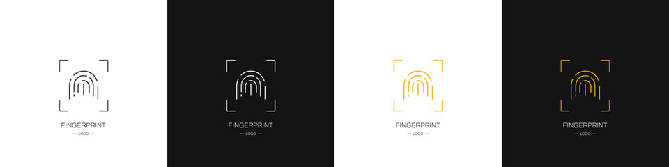Set of different fingerprint logos. Collection. Modern style. Vector illustration.