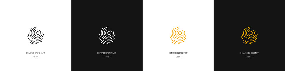 Set of different fingerprint logos. Identity, authorization or privacy concept. Modern style. Vector illustration.