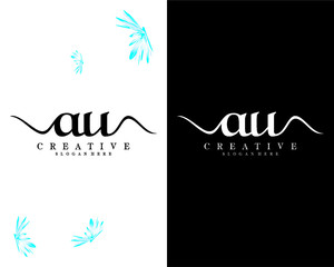 creative handwriting letter au, ua logo design vector