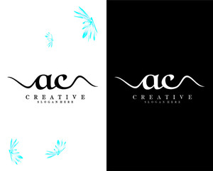 creative handwriting letter ac, ca logo design vector