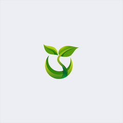 vector modern gradient leaf logo design template