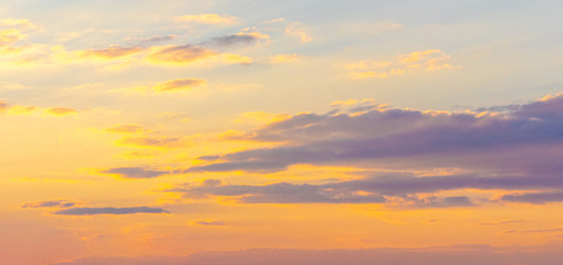 Picturesque sky with clouds during sunset, background for design_