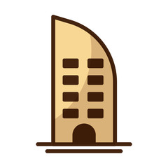 tower of apartment and office building on white background