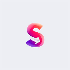 letter s arrow trendy colorful design template