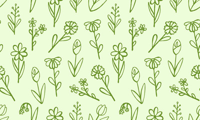 set of simple summer flowers drawings. abstract flower illustration. hand drawn vector art.