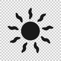 Sun icon in flat style. Sunlight sign vector illustration on white isolated background. Daylight business concept.