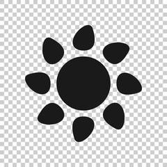 Sun icon in flat style. Sunlight sign vector illustration on white isolated background. Daylight business concept.