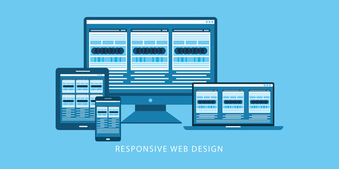 Fully responsive web design in electronic devices vector 