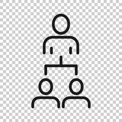 Corporate organization chart with business people vector icon in flat style. People cooperation illustration on white background. Teamwork business concept.