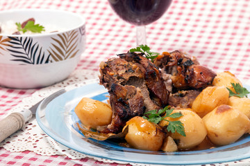 homemade roast lamb with potatoes