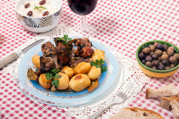 homemade roast lamb with potatoes
