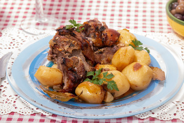 homemade roast lamb with potatoes