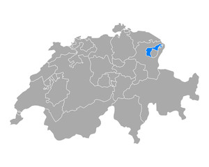 Karte von Appenzell Ausserrhoden in Schweiz