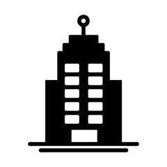tower of apartment and office building , silhouette style icon
