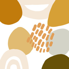 Abstract vector background with creative artistic naive style, various lines, minimalist elements pastel colors and geometric doodle shapes for your design, presentation, package, poster, decoration.