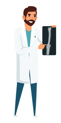 Vector character doctor traumatologist shows x-ray