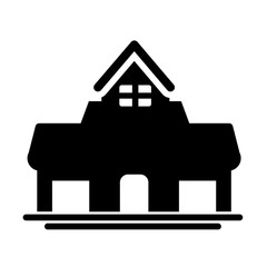 cute building of house , silhouette style icon
