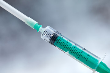 Close-up of medical syringe with drug