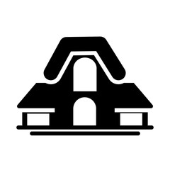 cute building of house , silhouette style icon