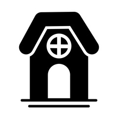 cute building of house , silhouette style icon