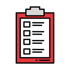 clipboard with paper sheets on white background