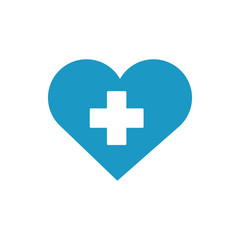 medical cross in heart line style
