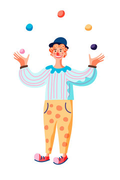 Vector character cartoon clown comedian juggling
