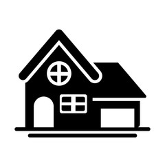 cute building of house , silhouette style icon