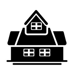 cute building of house , silhouette style icon