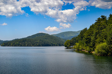 Fototapeta premium valle con lago di montagna in estate