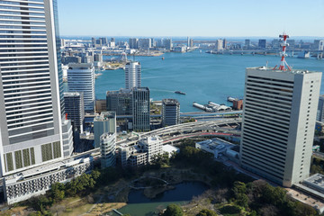 東京　2020年 景色　東京湾　海　展望　展望台　俯瞰　遠景　昼間　快晴　青空