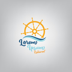 The logo of ship in the sea waves.Vector illustration, Logo template design.