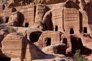 Royal tombs in the valley of Petra in Wadi Musa