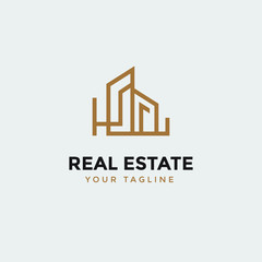 real estate logo design template, Construction Architecture Building symbol vector editable