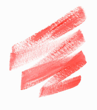 Lip Pencil Smudge Zigzag Isolated On White Background. Beautiful Lipstick Trace. Vector.