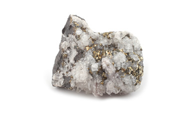 Rock crysatal pyrite mineral isolated on white