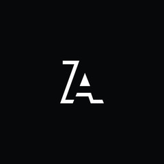  Minimal elegant monogram art logo. Outstanding professional trendy awesome artistic AZ ZA initial based Alphabet icon logo. Premium Business logo White color on black background - 330299313